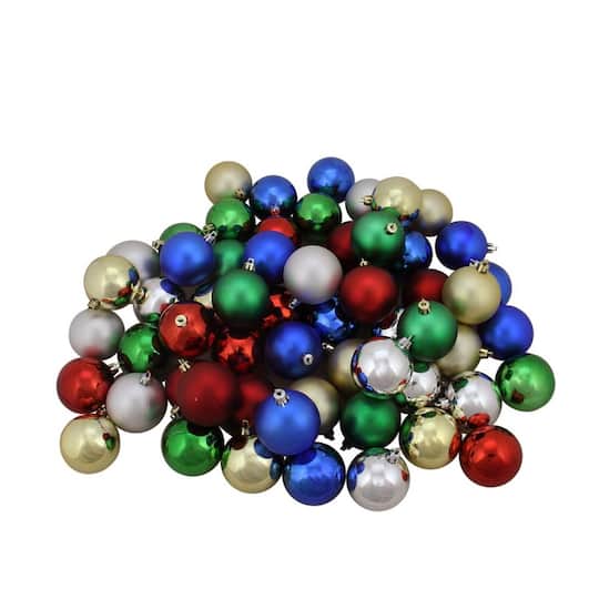 60ct Multicolor Shiny &#x26; Matte Shatterproof Ball Ornaments